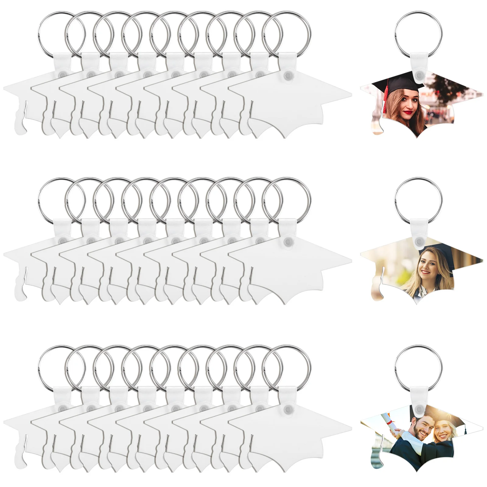 

30 Pieces 2021 Graduation Sublimation Blanks Keychains DIY Heat Transfer Keychai