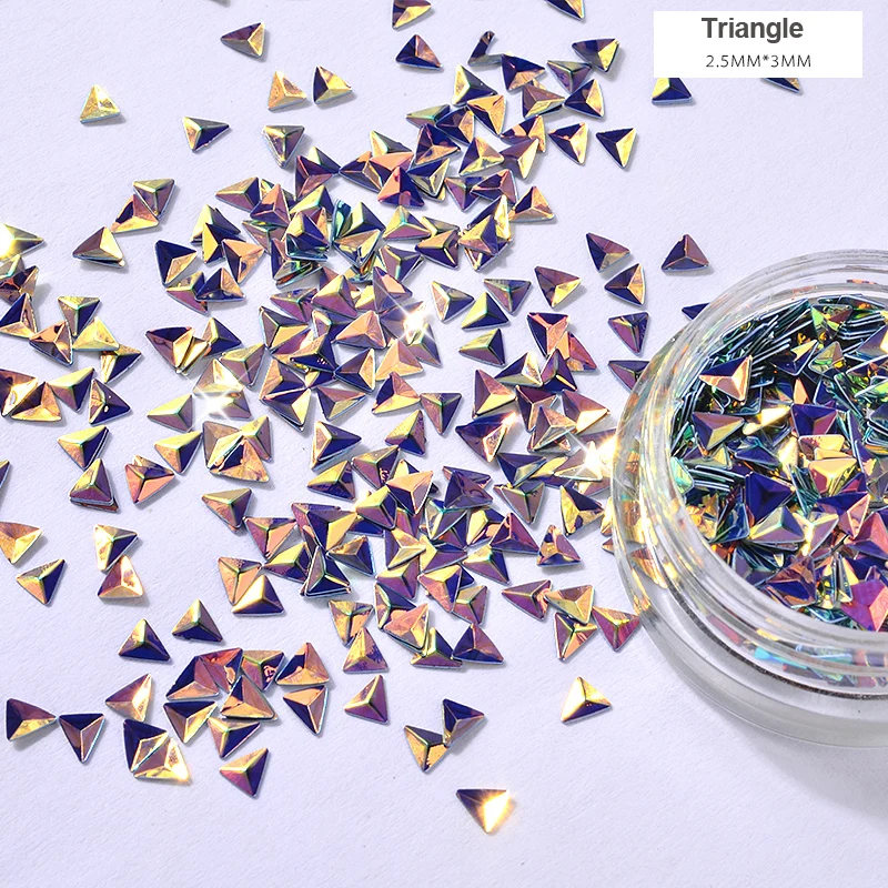 

6Pcs shine Laser B Nail Glitter Sequins 3D Diamond Rhombus Paillette chameleonpigment Flakes Manicure Nail Art Decoration