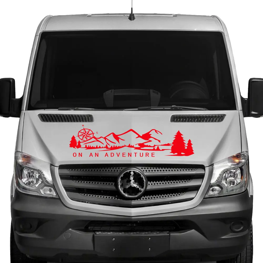 1pc Car Hood Stickers Bonnet Stripes Camper Van Graphics Vinyl Decals For Mercedes Benz Sprinter Auto Exterior Decor Accessories |