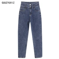 guuzyuviz blue gray super stretch jeans woman mom high waist plus size denim harem pants ladies jean trousers femme 5xl casual