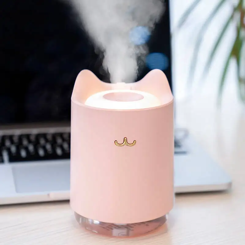 

320ML Cute Cat Humidifier Household DC5V Mini USB Ultrasonic Diffuser Desktop Colorful Night Light Mist Maker