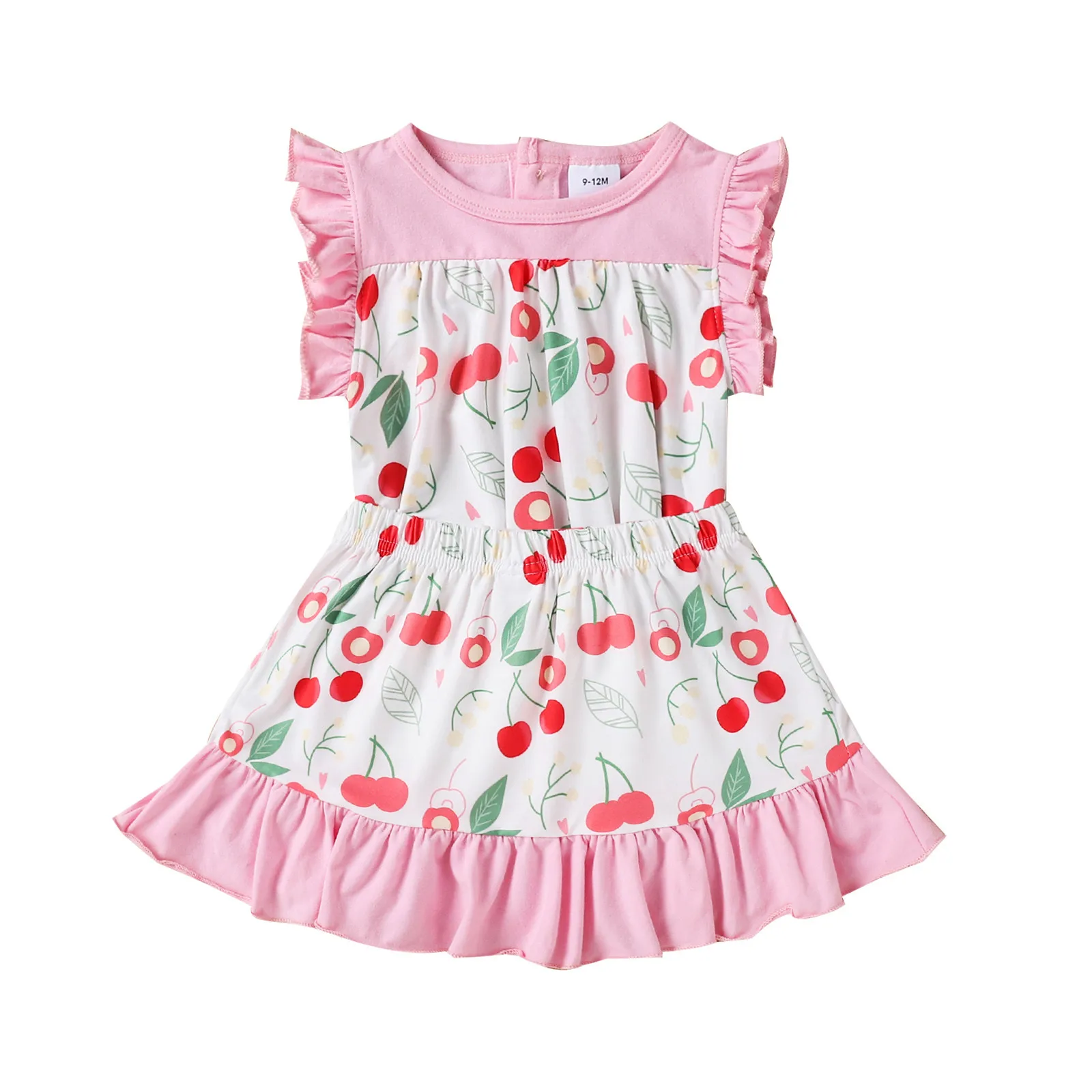 Платье для маленьких девочек с оборками принтом фрукты в стиле пэчворк топы и