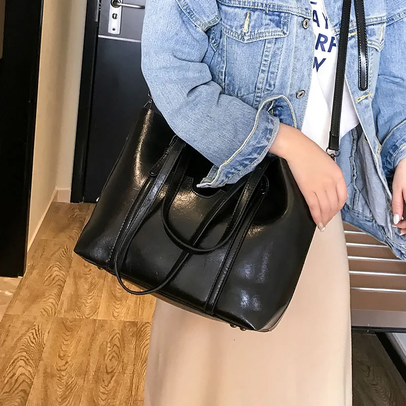 Большая сумка через плечо из искусственной кожи модная Повседневная