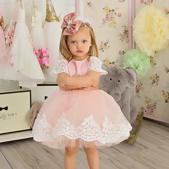

Baby Girl Tutu Tulle Dress 1 Year Toddler Newborn Lace Children Princess Dress First Birthday Party Christening Gown