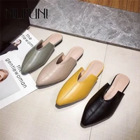 2021 pointed semi baotou womens slippers summer comfortable flat v mouth solid color simple casual womens shoes beach sandals