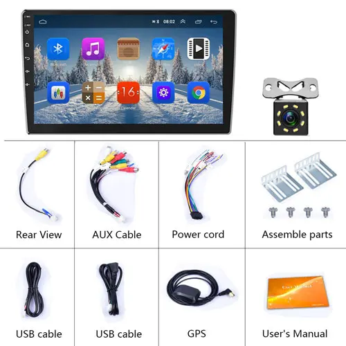 With 8 IR Camera Podofo 2din автомобильный Радио мультимедийный плеер Android 8,1 " 2.5D gps Navi WiFi авто стерео для Volkswagen Nissan Kia toyota Skoda и т. Д - Цвет: With 8 IR Camera