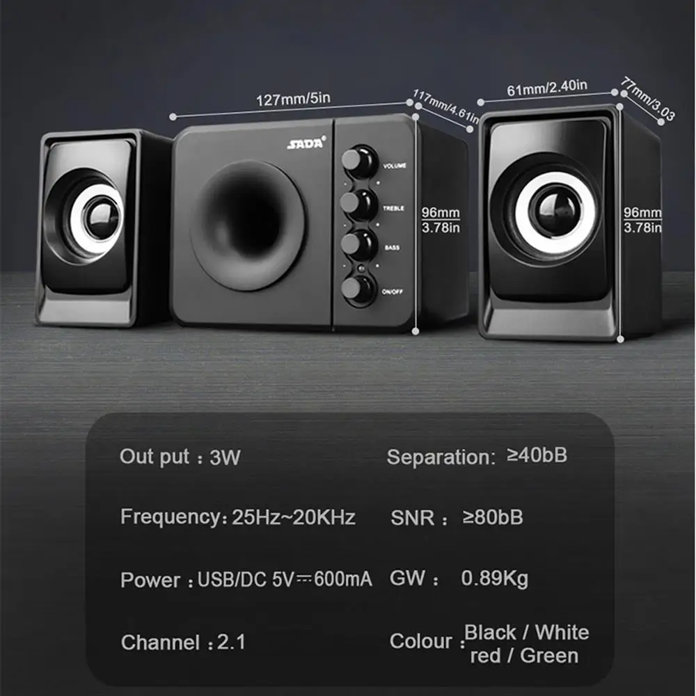 

2021 Newest Full Range 3D Stereo Subwoofer 100% Bass PC Speaker Portable Music DJ USB Computer Speakers for Laptop TV