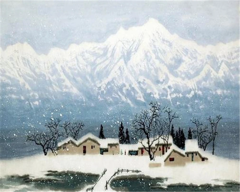 

Custom 3d Wallpaper Snow Mountain Love Oil Painting Landscape Landscape Scenery Living Room Background Wall Beautiful Wallpaper