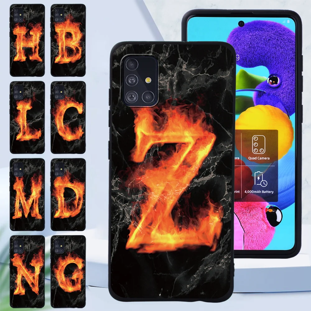 

Case for Samsung Galaxy A20E/A30S/A40/A50/A50S/ A70 A70S/A51 A71 Initial Letters Silicone Back Cell Phone Protector Case Cover