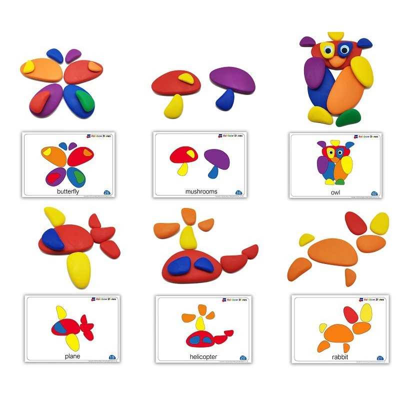 

69PCS Kids Rainbow Pebbles Educational Toys Children DIY Plastic Pebbles Stacked Stones Stacking Game Toy