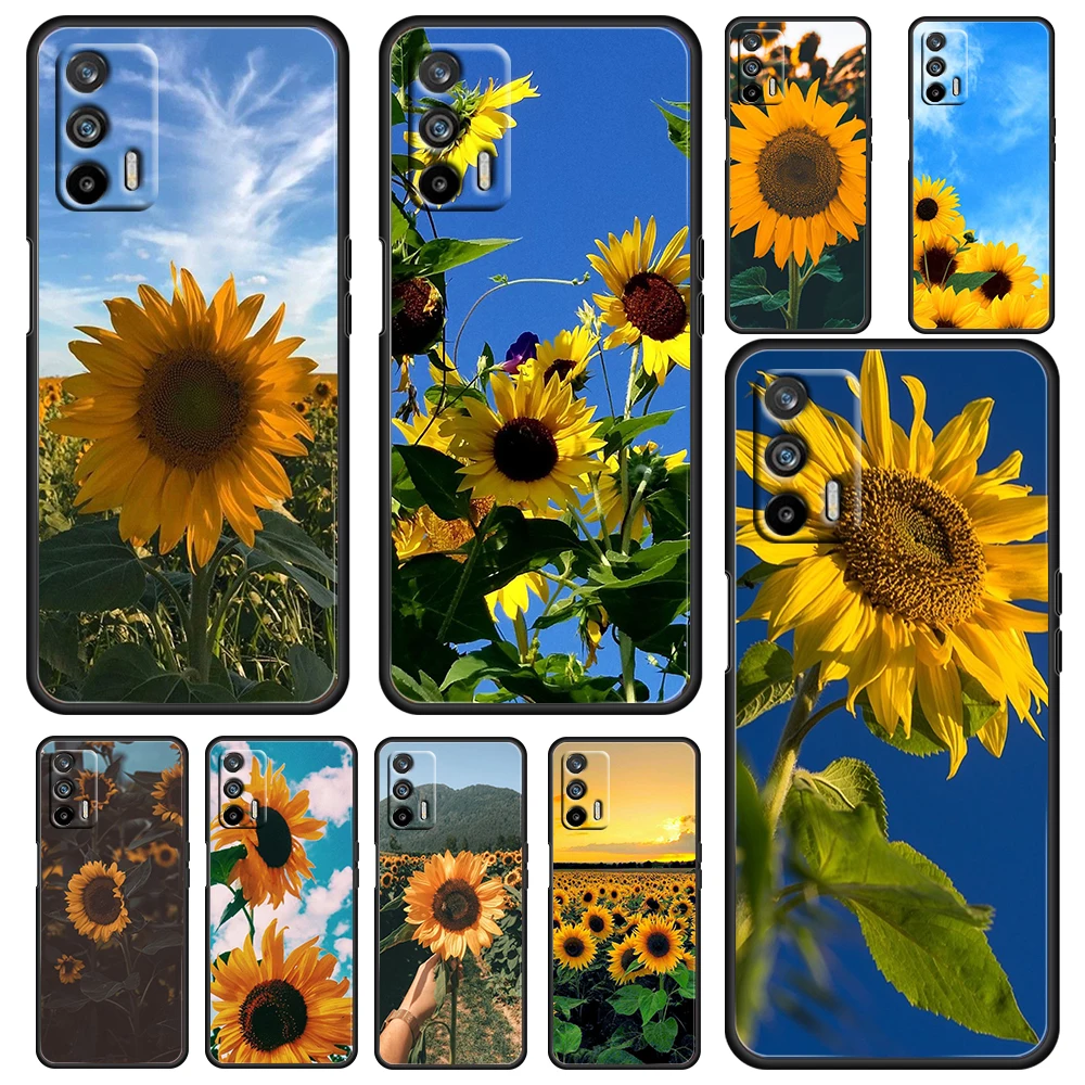 

Sunflower Flower Helianthus For OPPO Realme GT Explorer Master Neo Flash Edition C21 C20 C15 C11 C3 Soft Black Phone Case