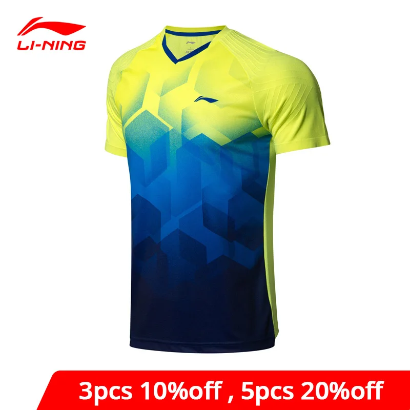 Li Ning мужские футболки для бадминтона на сухой дышащей соревновании удобные