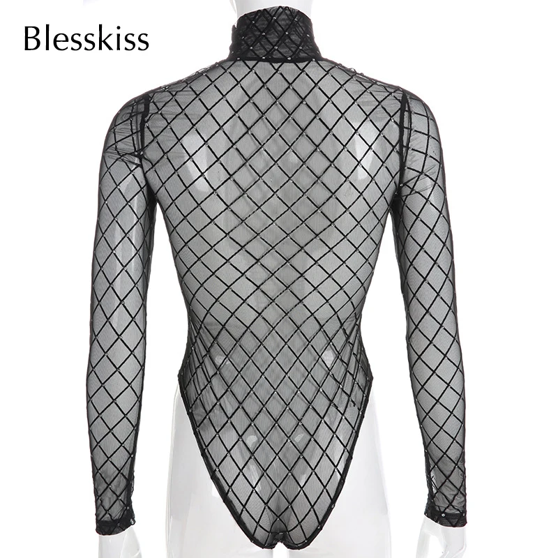 Blesskiss, сексуальная сетчатая Пляжная накидка, женская одежда для плавания, купальный костюм, бикини, накидка с длинным рукавом, с высоким вырезом, вязаный крючком, купальный костюм