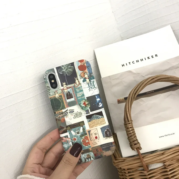 Винтажная иллюстрация милые кошки чехол для телефона для iPhone 7 Plus 6 6S 7 8 X Забавный матовый жесткий пластик задняя крышка для iPhone XS Max XR