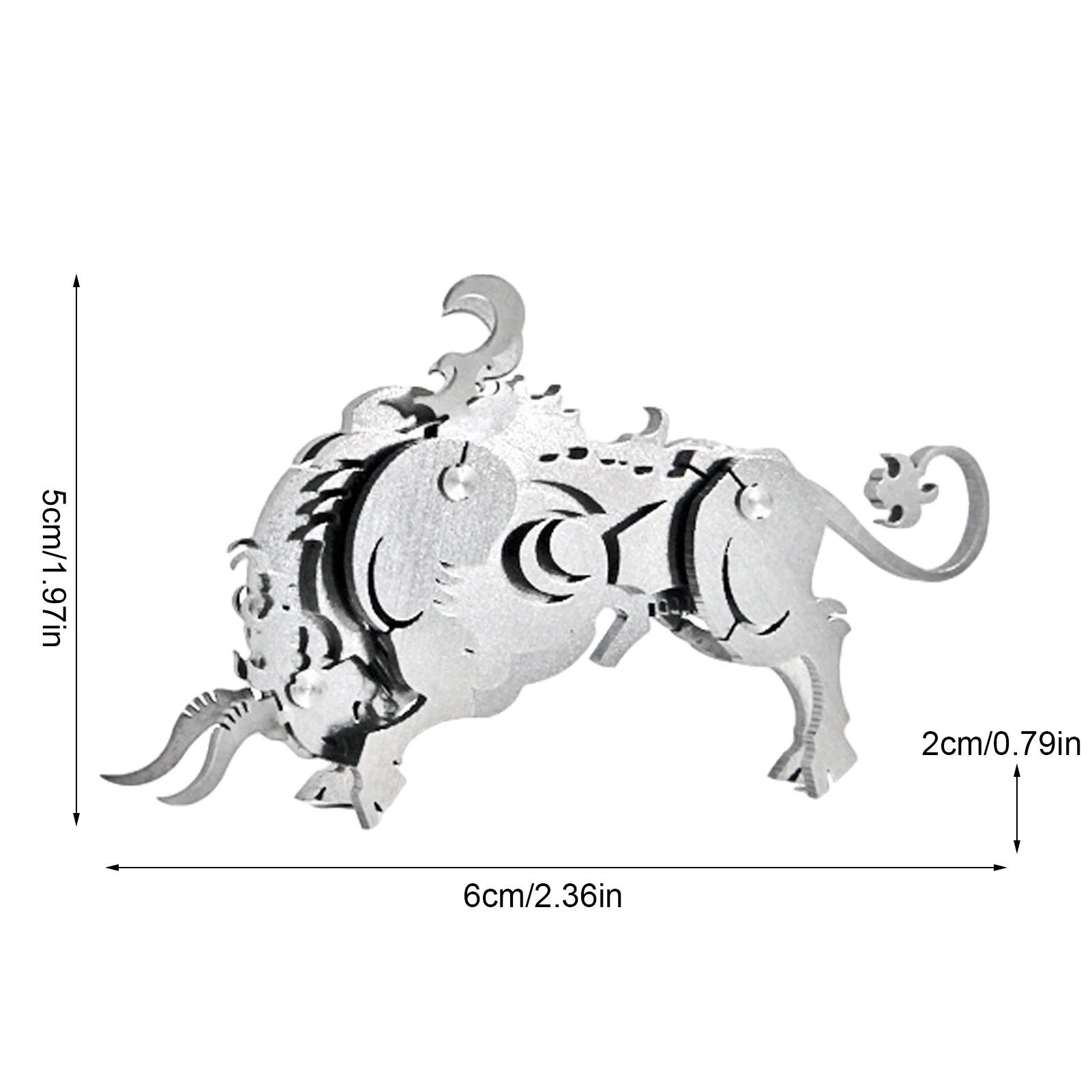 

2021 New Year Stainless Steel Metal Ornaments DIY Cattle Chinese Zodiac Cattle 3D Model Art Crafts Toys For Kids Adults Gift