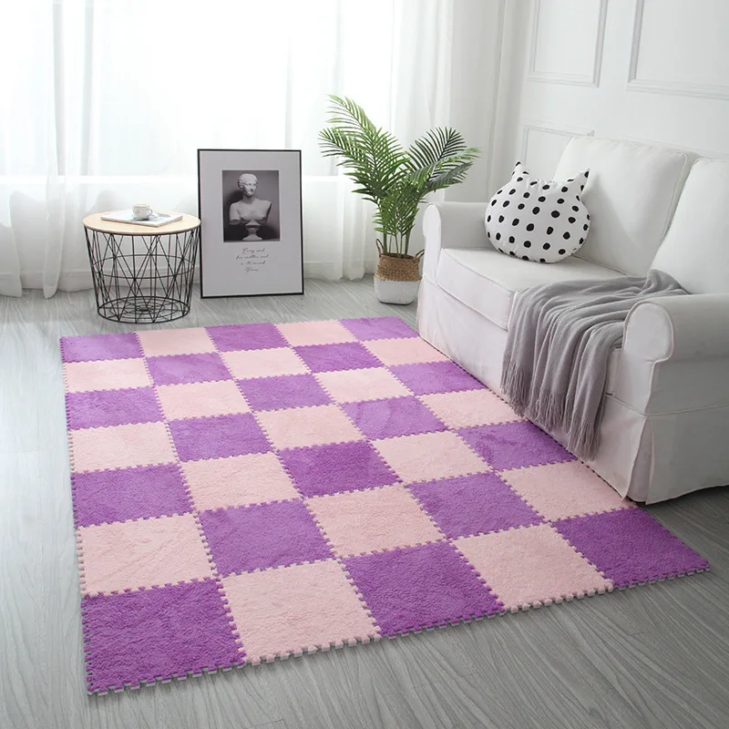 

Складной мягкий ковер для скалолазания с возможностью соединения в гостиную, нескользящий ковер для ванной комнаты, фиолетовое плюшевое од...