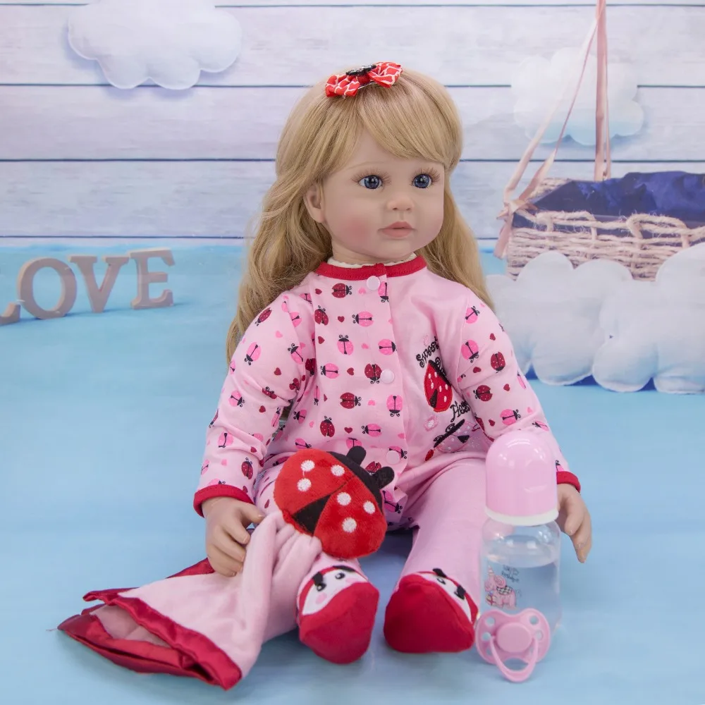Reborn Baby куклы игрушки 60 см Силиконовая виниловая кукла игрушки блондин парик принцессы для девочек для детей преддошкольного возраста bebe Кукла reborn Детские игрушки подарок
