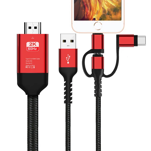 HD 1080P USB беспроводной Wifi зеркальный экран адаптер кабель для iPhone 11 12 13 8 iPad iOS Micro Type C