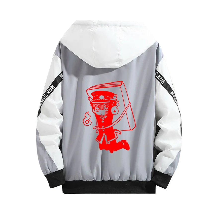 

New Thick Jacket Toilet-bound Hanako-kun Cosplay Hoodie Role Yugi Amane Luminous Print Zipper White Gray Splicing Winter Coat