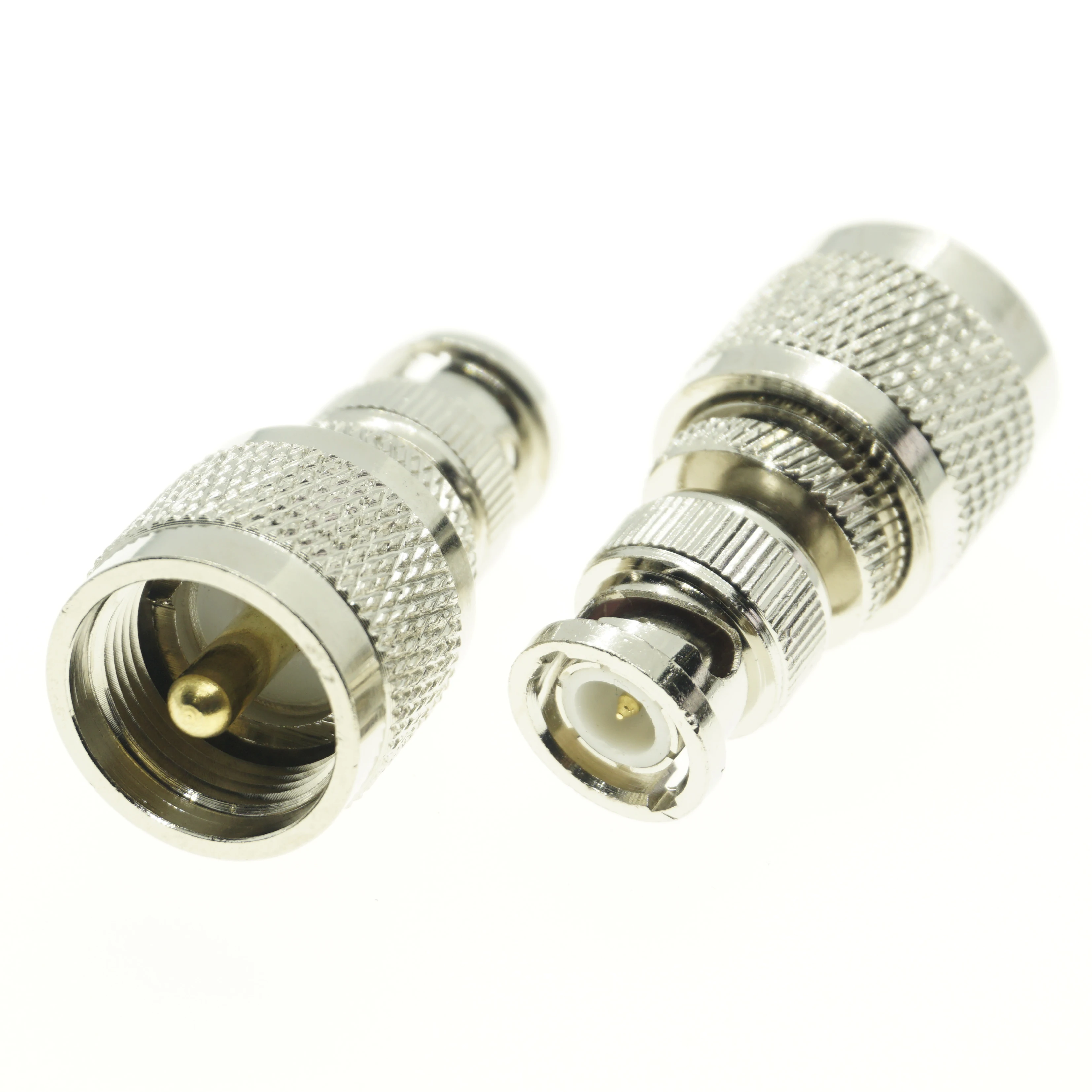 BNC Q9 к UHF PL259 SO239 Кабельный разъем папа УВЧ разъему никелированный латунь прямые