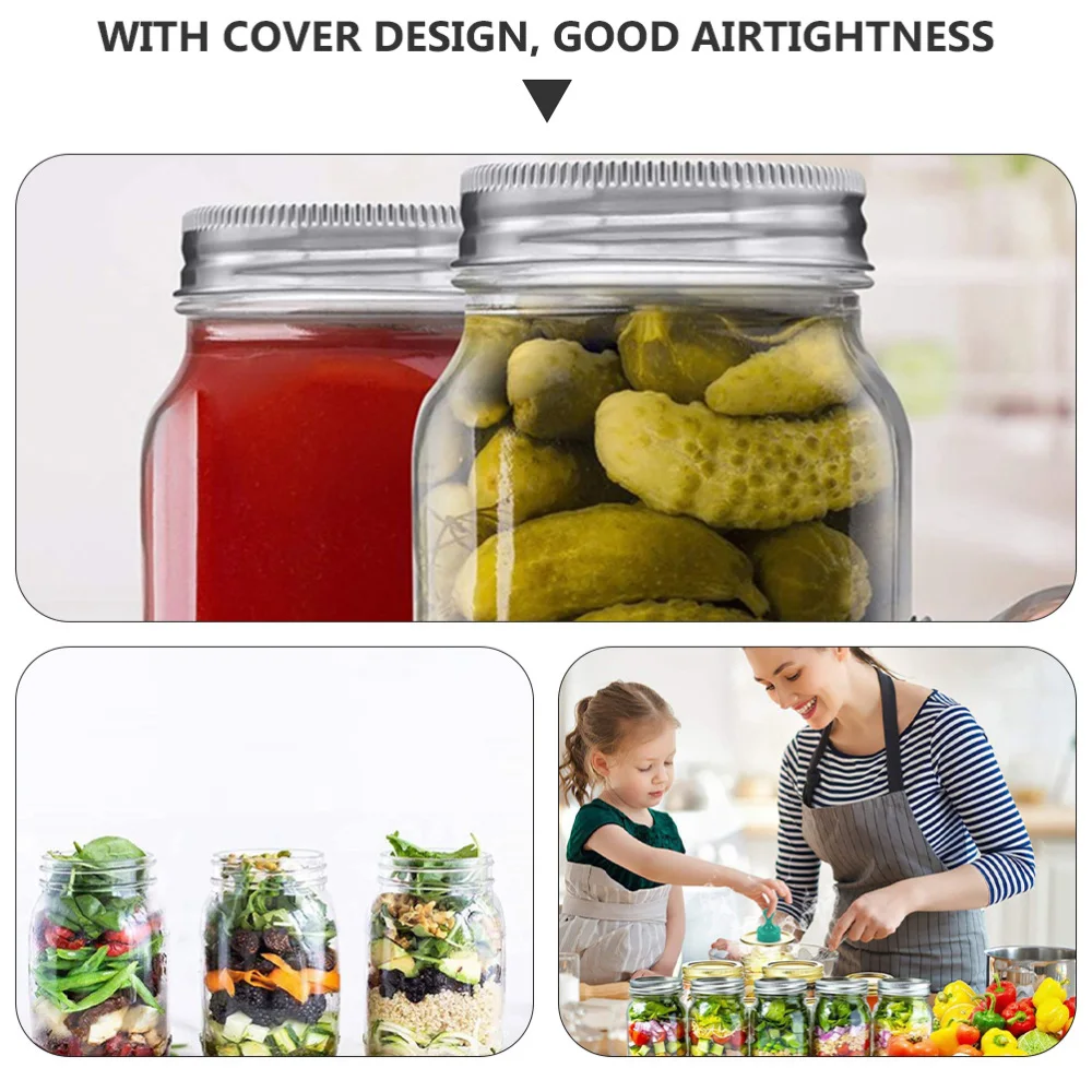 

4pcs Glass Sealed Mason Jars Salad Mason Jars Fruit Jelly Cans (Assorted Color)