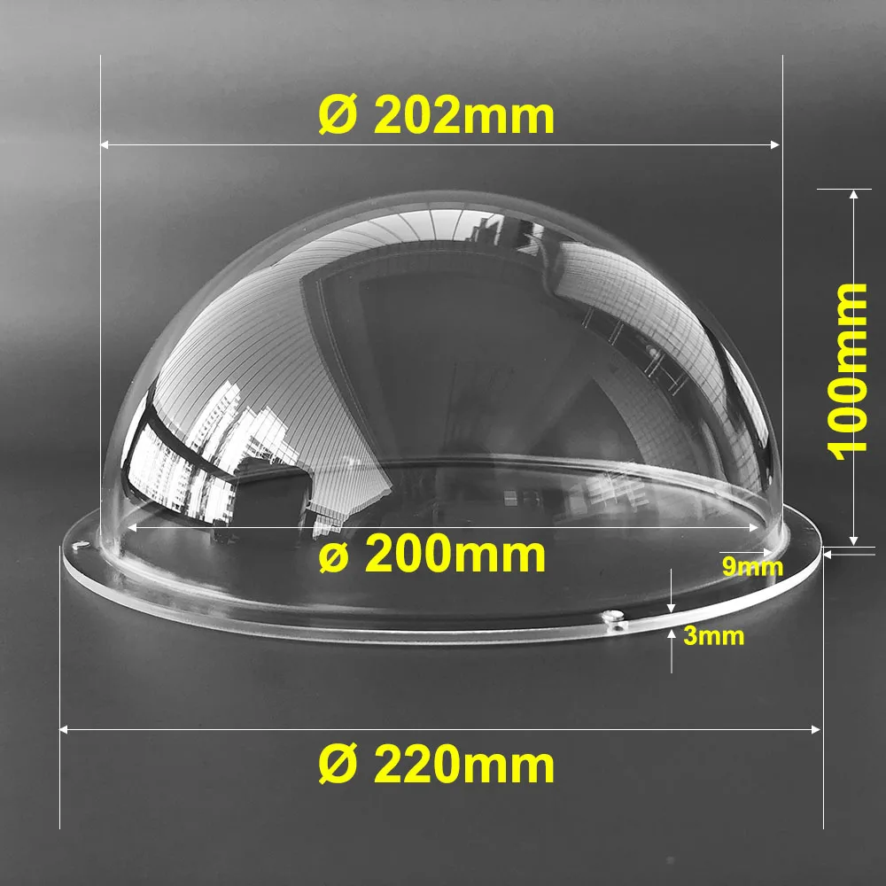 8.6 Inch Acrylic Clear Dome Cover Outdoor Surveillance Security CCTV Camera Housing Anti-Aging Anti-UV Anti-Dust Case 220x100mm
