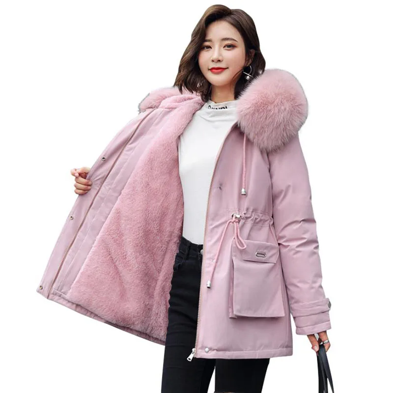 

Женская осенне-зимняя куртка, женская утепленная парка с бархатной подкладкой и капюшоном, Женская облегающая теплая верхняя одежда с мехо...