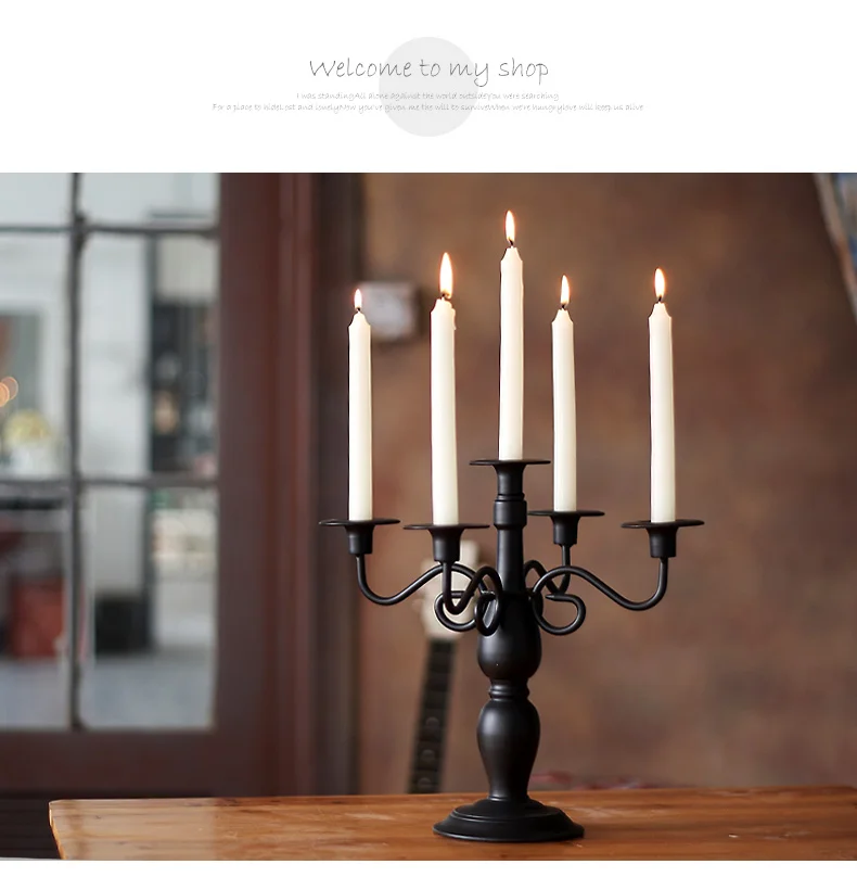 

Romantic Europe White Black Creative Metal Candle Holders Pillar Living Room Decoration Ornaments Portavelas Home Decor Ec50lz