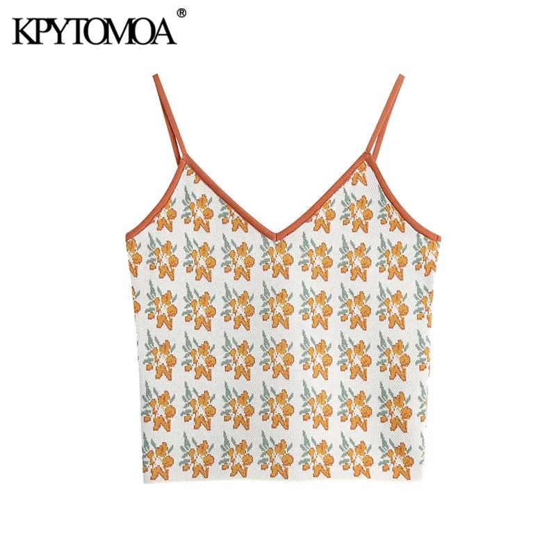 KPYTOMOA женский 2020 милый модный жаккардовый Укороченный трикотажный топ с открытой