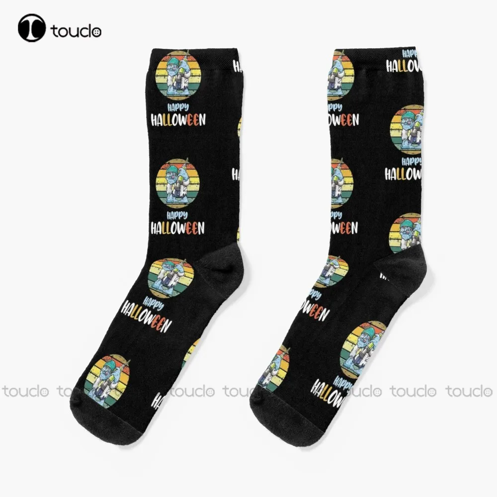 

Happy Halloween Vaccine Vaccinated Fanny Halloween Vintage Socks Mens Funny Socks Personalized Custom Unisex Adult Socks Funny