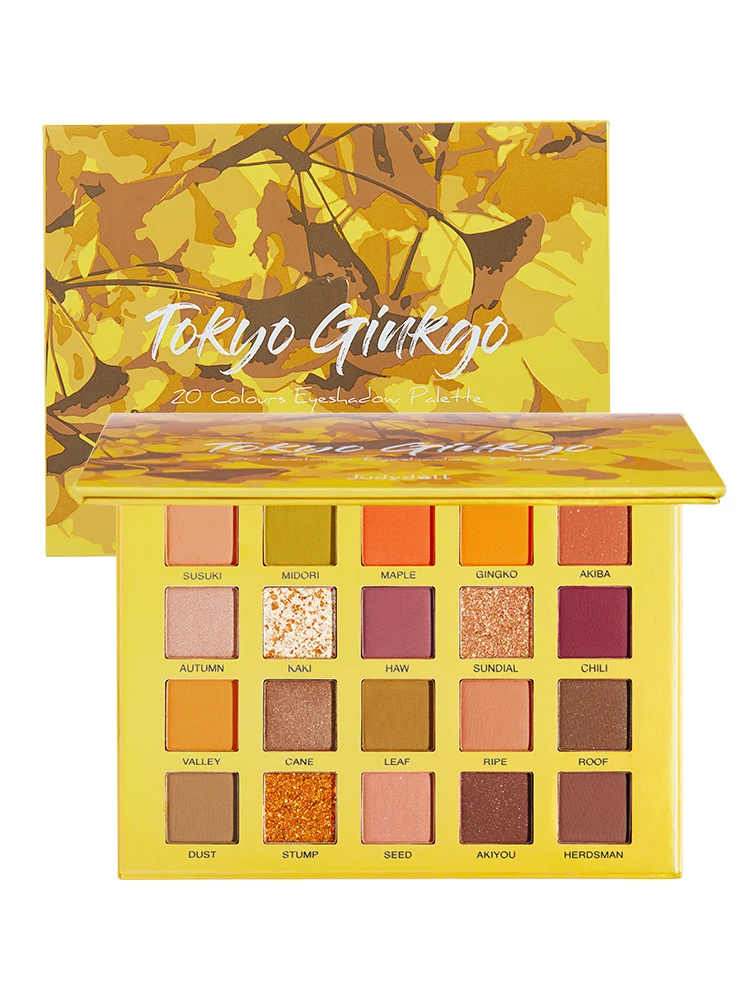 

CY JudydoLL Ginkgo Twenty Colors Eye Shadow Plate Maple Leaf Shimmer Matte Sequins Thin and Glittering Daily Match