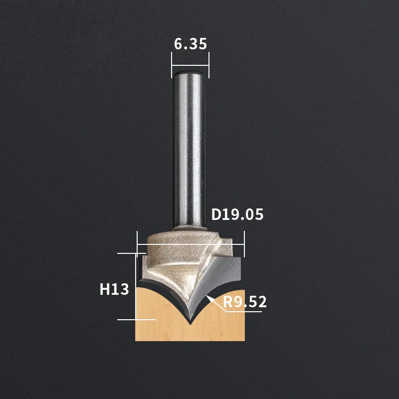 12,7 мм shank-1PCS, станок с ЧПУ деревообрабатывающий фрезерный станок, вольфрамовая твердосплавная Концевая фреза, NeedleNose Гравировальный Бит, МДФ, Деревянный инструмент - Длина режущей кромки: JZD6.35x19.05
