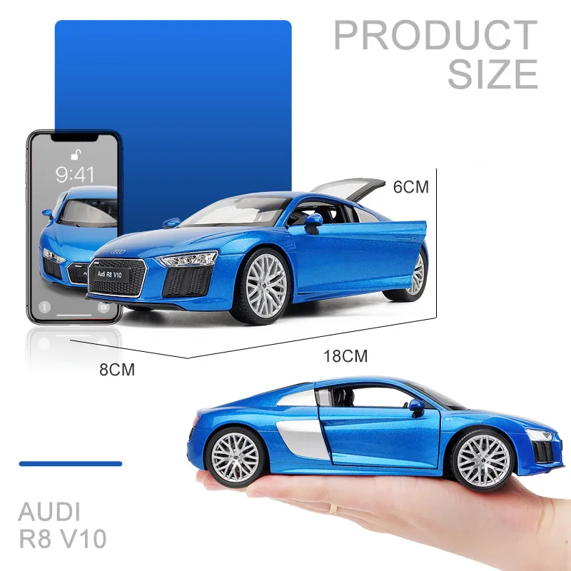 Welly 1:24 2016 Audi R8 V10 игрушечной модели сплава литья под давлением автомобилей ребенка