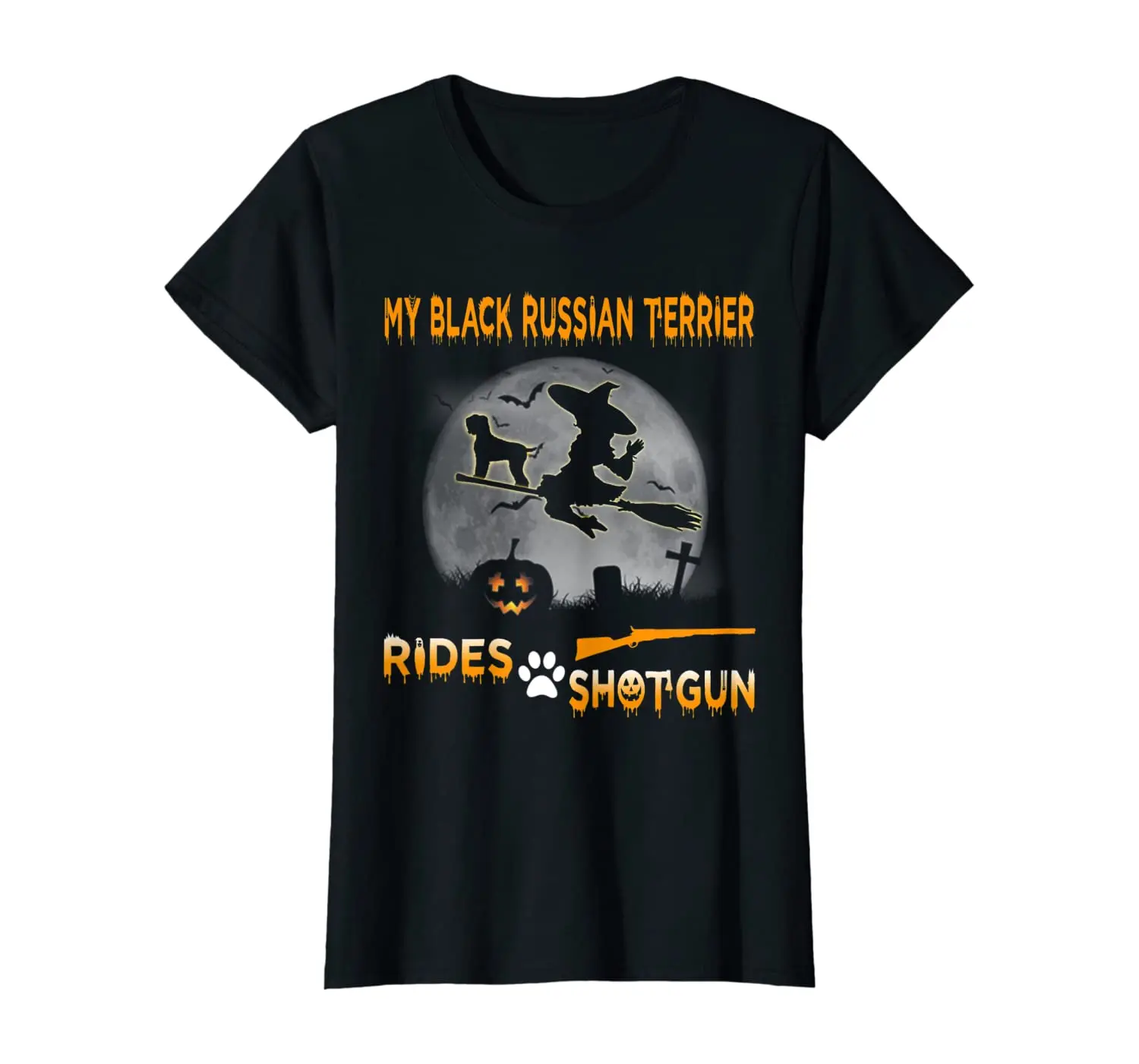 

My Black Russian Terrier Rides Shotgun Halloween Gift Men's T-Shirt Summer Cotton Short Sleeve O-Neck Unisex T Shirt New S-3XL