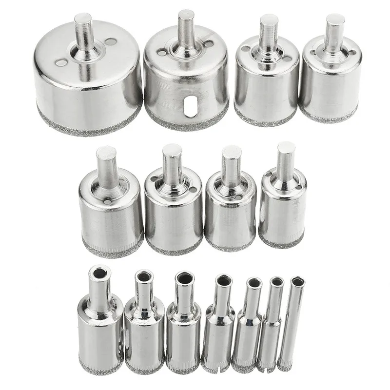

15pcs Diamond Coated Drill Bit Set Tile Marble Glass Ceramic Hole Saw Drilling Bits For Power Tools 6mm-50mm