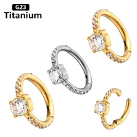 1pc g23titanium piercing zircon hoop hight segment cz rings nose septum clicker nose rings earring tragus helix piercing jewelry
