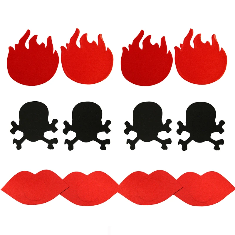 Наклейки на грудь наклейки 6 шт. пламя губы череп одноразовые крутые