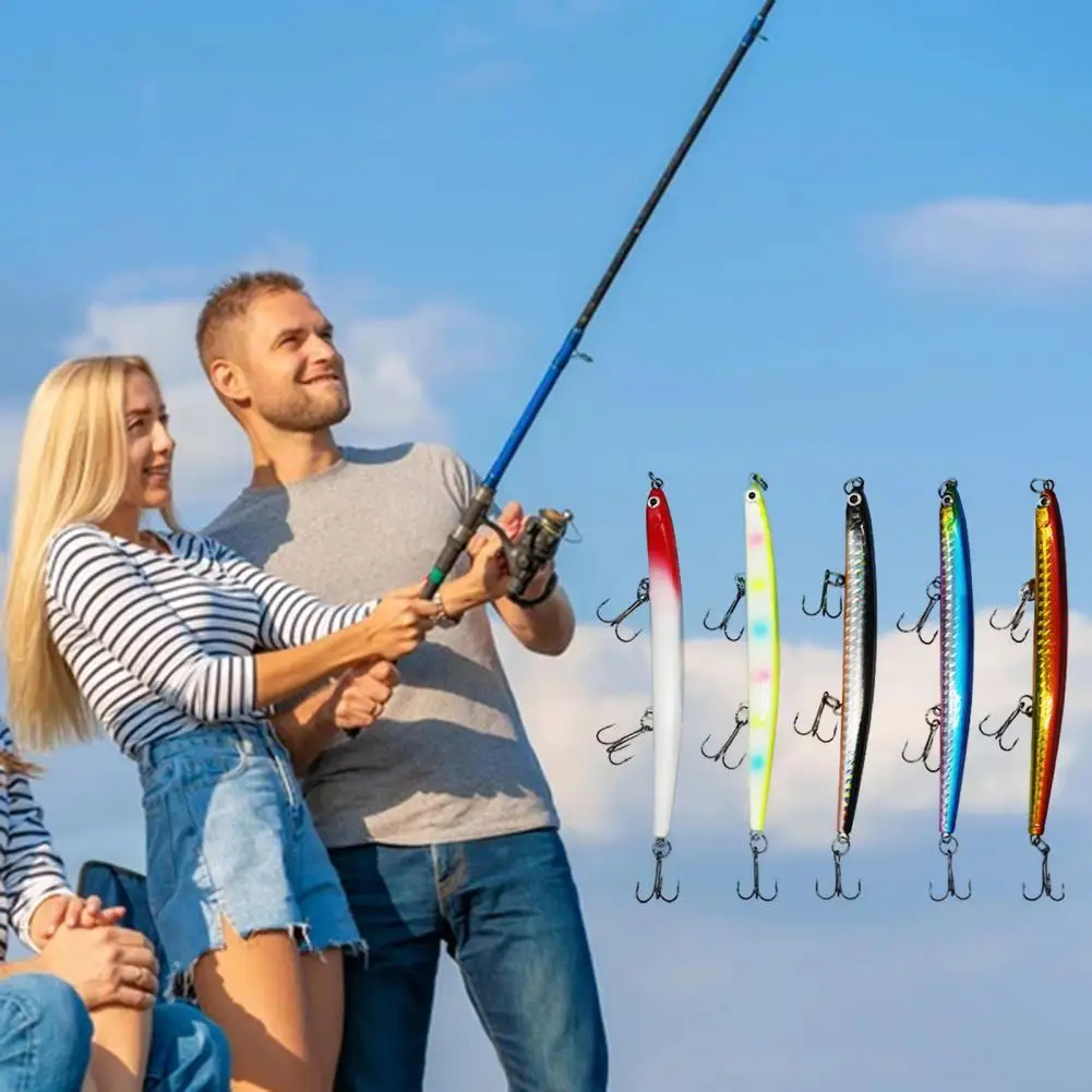 

Tiny Fishing Sink Pencil 3 Hooks Colorful Fishing Bait Spinner Bait Jigging Light Swing Sink Lures for Sea Hard Lures