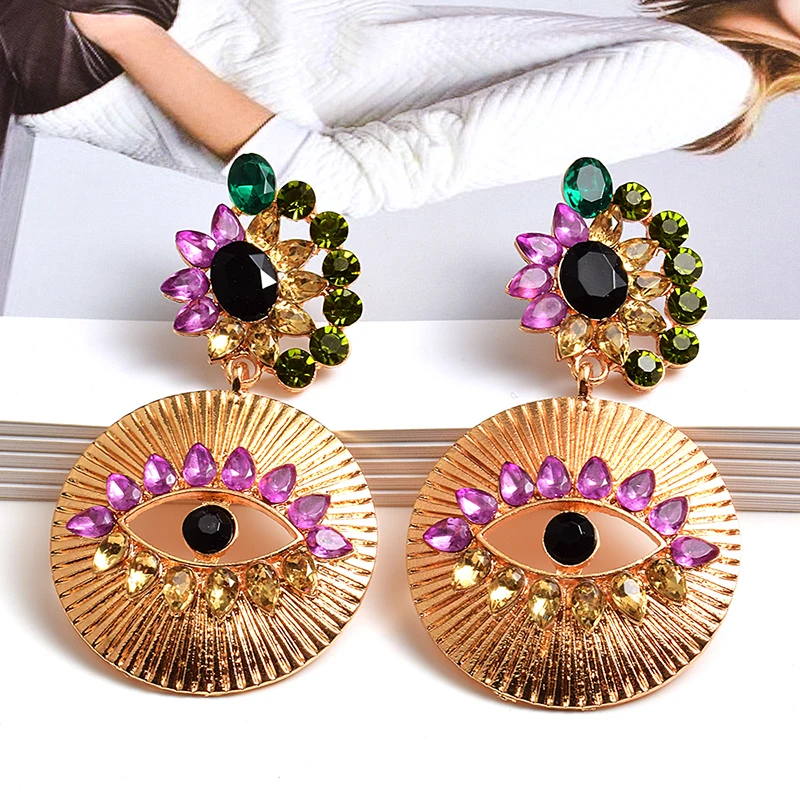 

New Statement Colorful Crystal Earring High-quality Long Drop Earrings Fashion Trend Jewelry Accessories For Women Wholesale