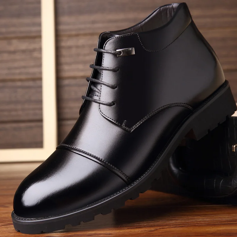 

Мужские ботинки ручной работы, Черные ботильоны из натуральной кожи, Классическая деловая обувь для снега, зима, 963