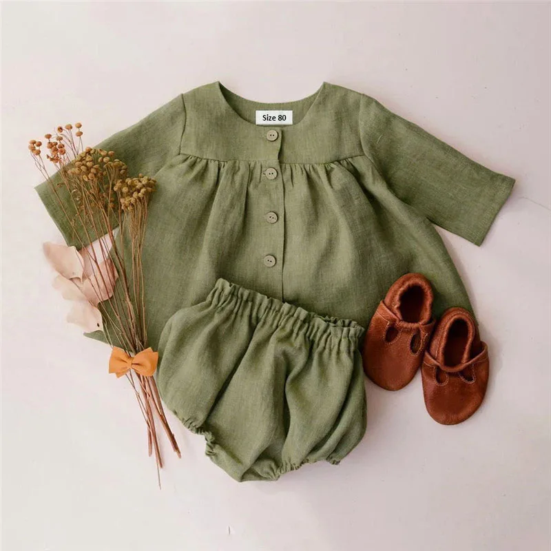 

Newborn Baby Girls Set Fashion Linen Summer Autumn Baby Girl Kids Clothes Bodysuit For Baby Kids Outfit Baby Girls Baby Clothing