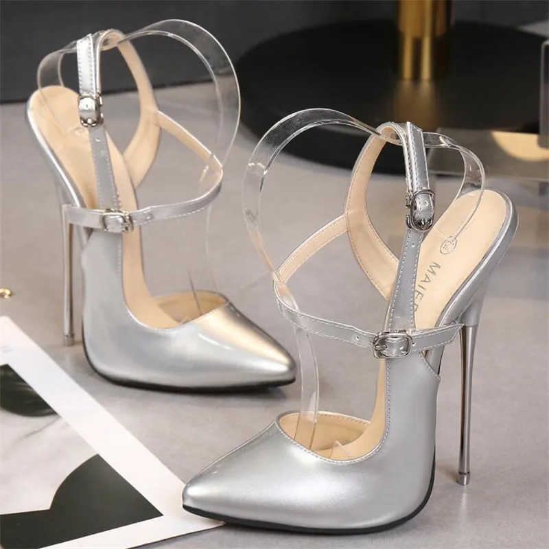 

MAIERNISI Women Pumps 16CM Super High Heels Silver Sexy High Heels Shoes For Women Stilettos Fashion Luxury Party Shoes Big Size