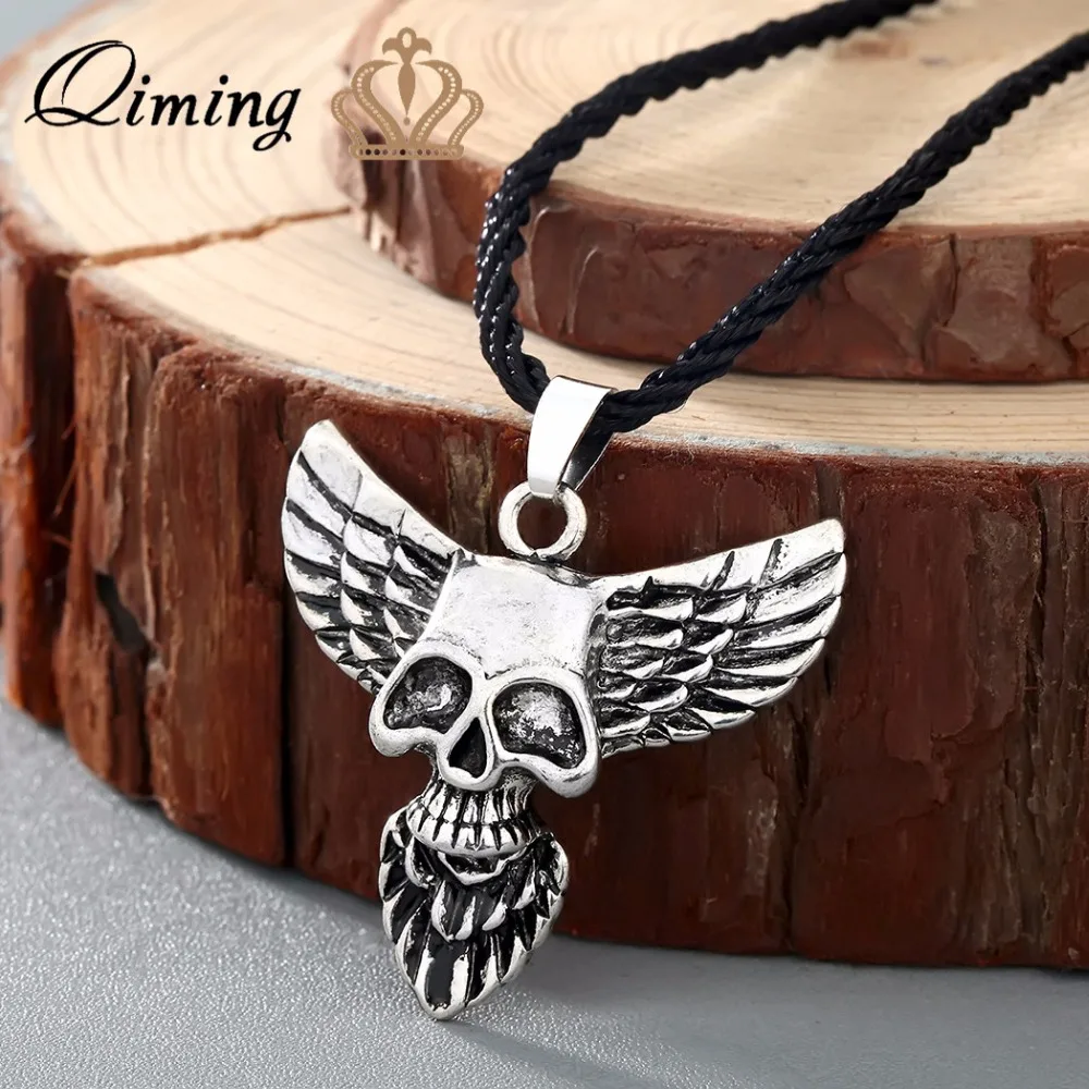 Модное винтажное ожерелье в стиле панк для женщин и мужчин Череп голова Орел