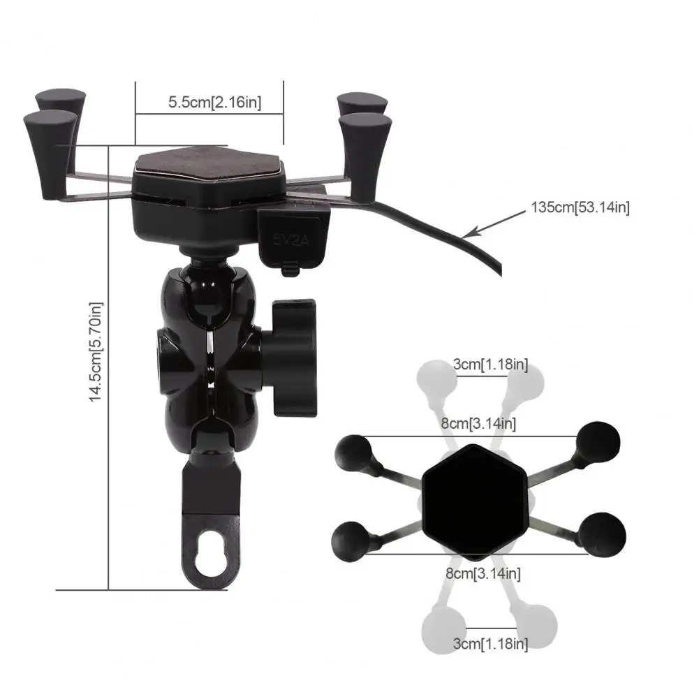 

Universal 360 Degree Rotation Motorcycle Mobile Phone Bracket with USB Charger
