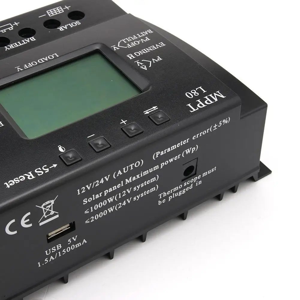 Lcd 60/80A MPPT солнечный 3 Таймер регулятор заряда контроллер + 2X разъем|Солнечная