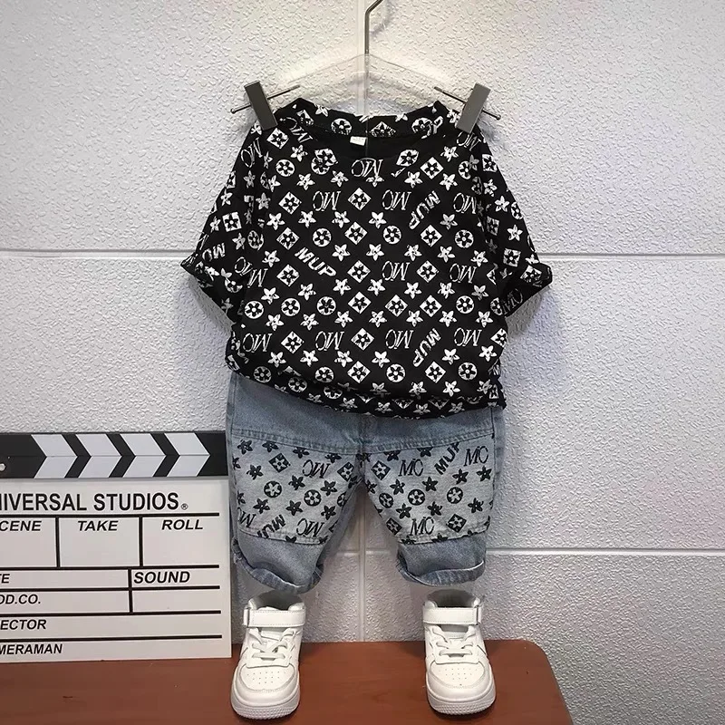 

Winter Autumn Boy Clothing set Casual Fashion Cartoon Active Jeans Coat + Pant Kid Children baby toddler boy clothing