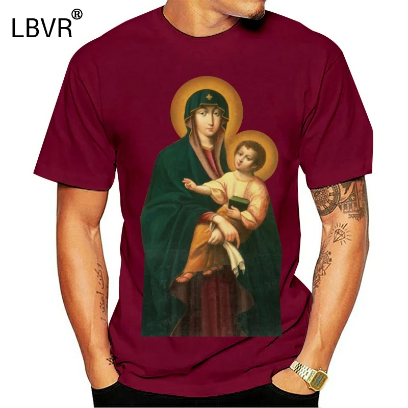 Семейная футболка Mary Mother of God Snow Queen синяя Steele всех размеров S 5XL|Мужские футболки| |