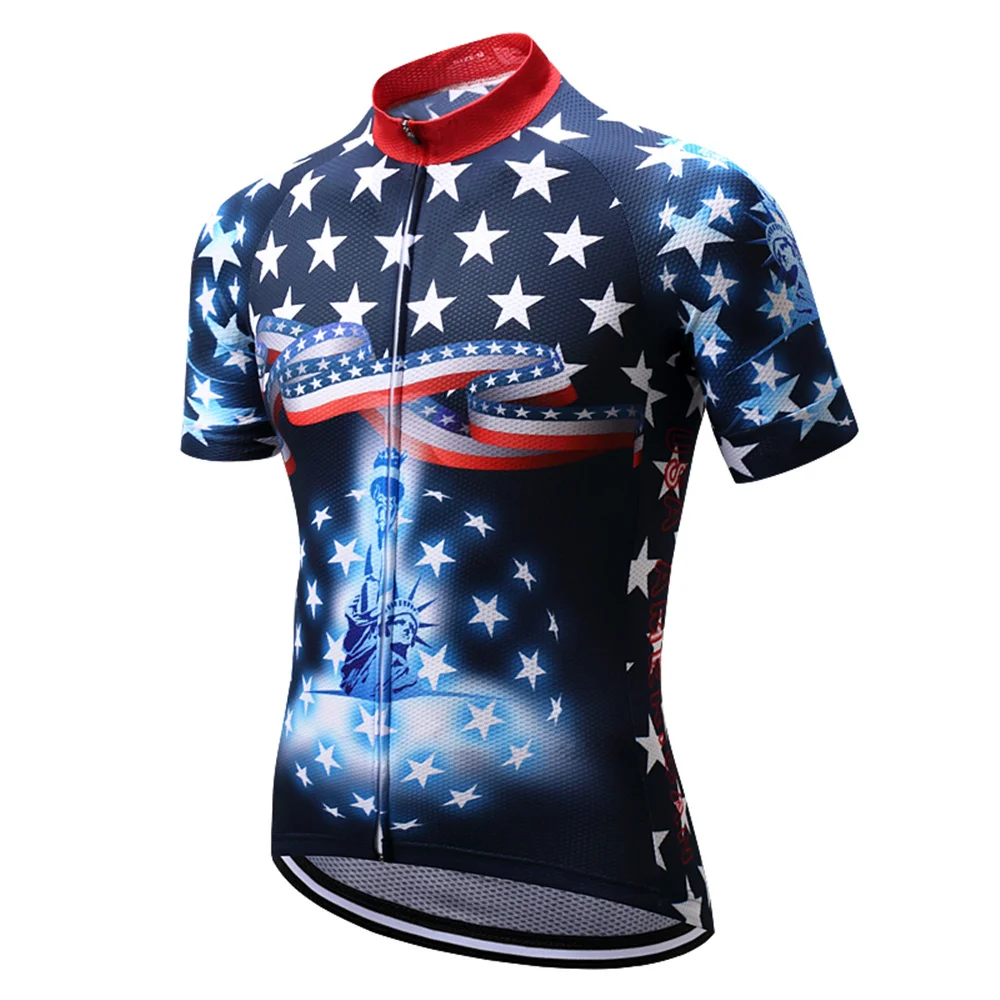 

USA Goddess Of Liberty Men's Cycling Jerseys Summer Short Sleeve Bicycle Tops Biking Jersey Breathable Riding Shirts S-XXXL