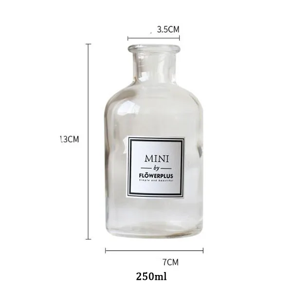 1-250ml Скандинавская серая стеклянная ваза элегантность сухая Цветочная бутылка шик Ins Скандинавская свежая Цветочная банка для хранения Минималистичная настольная декоративная ваза - Цвет: 1-250ml