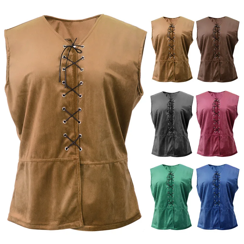 

Cosplay Medieval Sleeveless Steampunk Waistcoat Gothic Jacket Vintage Vest Victorian Coat Men Medieval Gentleman Cosplay costume